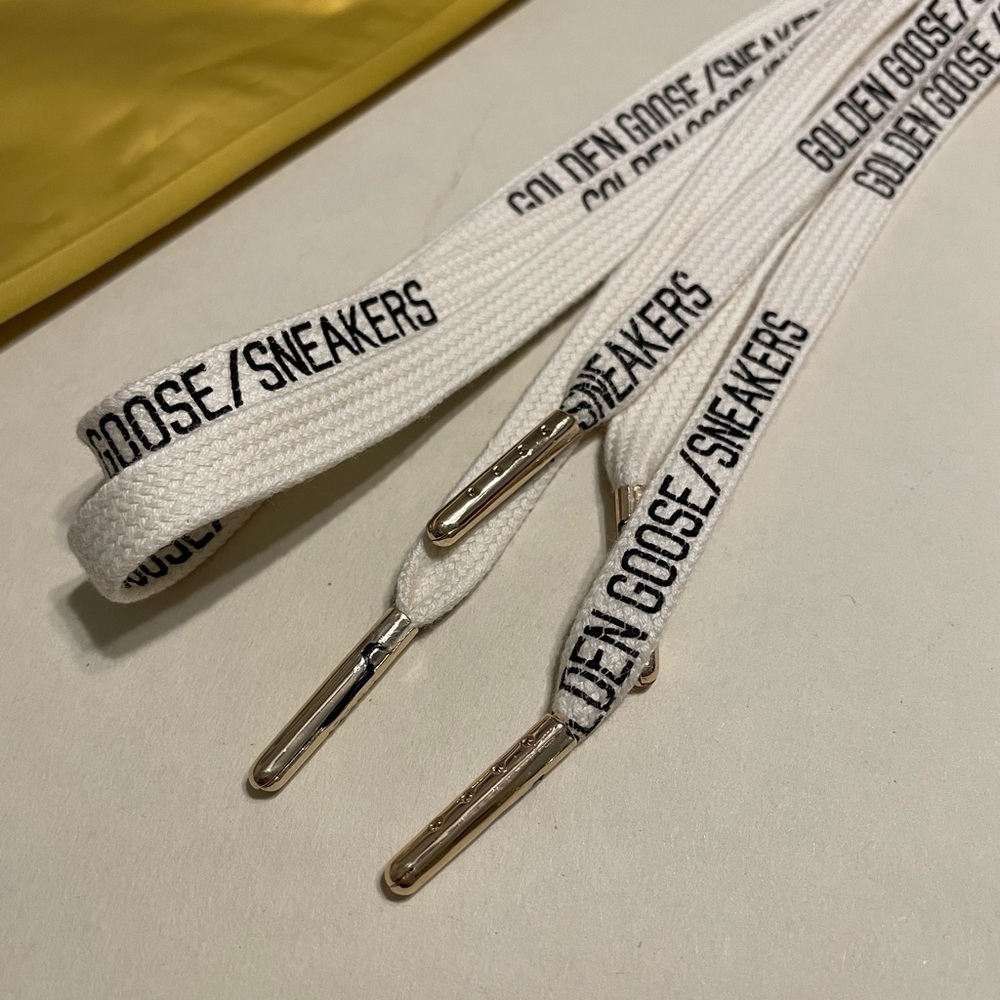 Golden Goose White Laces with Gold Tips
